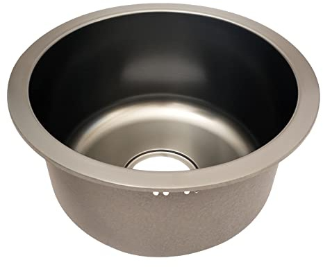 BAOCHADA Rundspüle Einbauwaschbecken Edelstahlspüle Küchenspüle Ø 36CM, Edelstahleinbauspüle Rund Badezimmer Waschbecken Campingspüle, 201 Edelstahl Einbauspüle Spülbecken Einzelner Schlitz, Grau