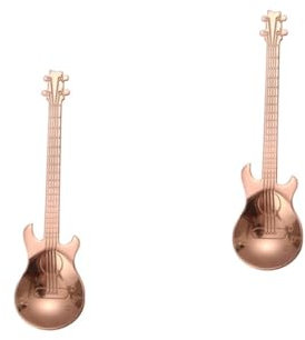 Ciieeo 2stücke Edelstahl Kaffeelöffel Im Gitarren-design Edelstahl Für Kaffee Tee Cappuccino Dessert Ergonomisch Spülmaschinenfest Küchenzubehör Roségold