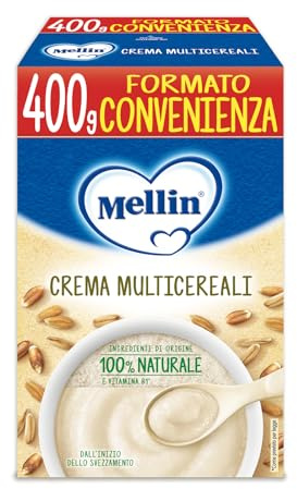 Mellin - Crema Multicereali - Alimento con Vitamina B1, per Bambini dal 4° Mese Compiuto - 1 Confezione da 400 gr