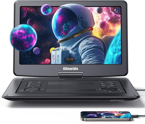 Reproductor de DVD portátil de 17.9 pulgadas con pantalla HD grande de 15.6 pulgadas, batería recargable de 5 horas, compatible con entrada HDMI, sincronización de TV/teléfono, 1600 x 900, tarjeta USB
