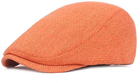 JZTDYPP Schiebermütze Herren Herrenhüte, Retro-Baskenmütze, Für Damen, Baumwollvisiere, Fischgrätenmuster, Flache Entenschnabelkappen, Lässige Künstler-Schirmmütze, Gorras, Orange, Einheitsg