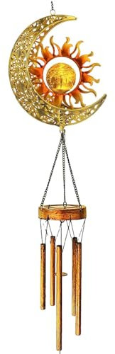 Campanelli eolici solari per esterni, campanelli eolici del sole e della luna,Luci del carillon del impermeabili della di vetro crackle - Luci a impermeabili, campanelli a a