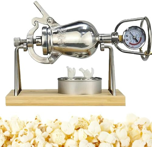 Popcorn Maker Hot Air Mini 268ML Popper With Support Frame & Wooden Base - Chinese Popcorn Machine, Perfect For Halloween