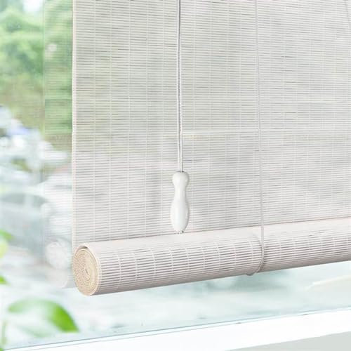 tow000ack Natür Bambusrollo Blickdicht Bambus Raffrollo Sonnenschutz Sichtschutz Fenster Rollo Verdunkelungsrollo Jalousine für Innen Außen Dekoration,Anpassbar,Breite x Höhe (50cm x 170cm)