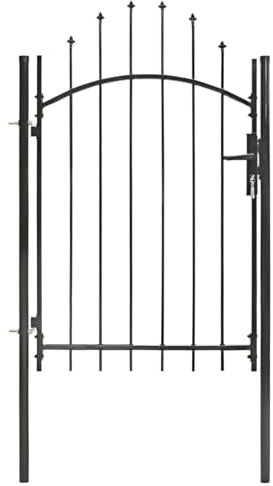 Homgoday Gartentor Gartentür Hoftor Zauntor Gartenflügeltor Zauntür Abschließbar Einzeltor Hoftor Hoftür Einfahrtstor Tür für Stabmattenzaun Garten Tor GartenpforteStahl 1 x 2 m Schwarz