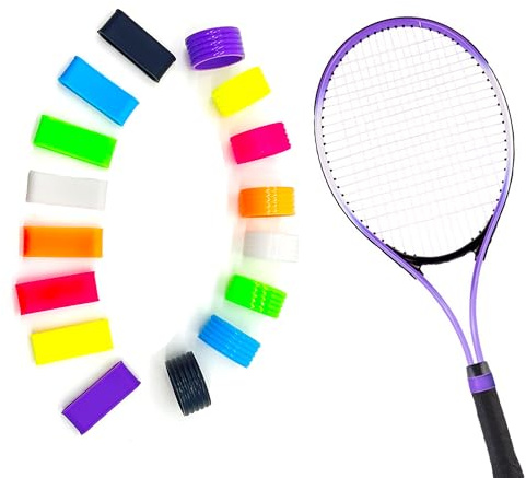 OHYER 16 Stück Griffband Tennisschläger Griffband Wickeln Sie den Schläger Stretchy Schlägerhandgrif farbiger gummiring für Tennis Griffbänder Squash Schläger Buntes Saugfähig Wiederverwendbar (16)