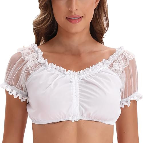 Angebote des Tages Heute Dirndlbluse, Damen Oktoberfest Kostüm,Bayerische Tracht Damen,Weiß/Schwarz Dirndl Jacke Oktoberfest-Kleidung Oktoberfest Kleidung Damen Dirndl sonderangebote & Restposten