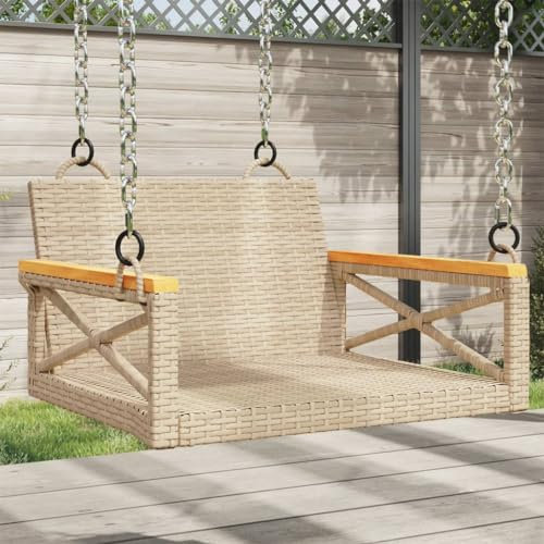 LAPOOH Hängesessel Beige 63x62x40 cm Poly Rattan, Garten Möbel, Hängesessel Outdoor, Jugendzimmer, Hängestuhl, Hanging Chair, Liebesschaukeln, Hängeschaukel Outdoor - 368172