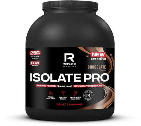 Reflex Nutrition Isolate Pro - 83% Premium Protein from Whey Isolate Protein Powder - Fast Absorption, Low Lactose, Low Fat, Low Sugar Protein Shake - Muscle Gain (Chocolate, 1.8kg, 60 Servings)