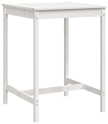 SDWEHO7 Stehtisch Bartresen Holz 110 cm Hoch Indoor Outdoor Bistrotisch Biertisch Gartentisch Bartisch Partytisch Balkontisch, Weiß 82,5x82,5 cm Massivholz Kiefer
