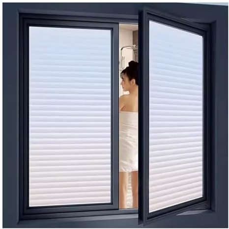 Wiederverwendbare Fensterfolie, Nicht Klebend Jalousien Muster Fenster-Aufkleber Statisches Haften Mattierte Sichtschutzfolie Fensterglasabdeckung for Haustür, Bad, Glastür ﻿(80x300cm(31.5x118.11))