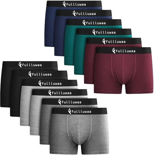 Fullluwaa Boxershorts för män, 12-pack – business män, retroshorts, män, bomullsunderkläder, mjuk och perfekt passform (utan skrapande lapp), 6 färger (12)