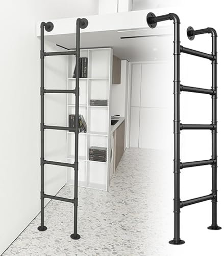 Robuste Wand-Dachbodenleiter aus Metall für Zuhause, Büro und Keller, Fenster, Brunnen, Feuer, Etagenbett, Wohnmobil und Kletterleiter (185,4 cm)