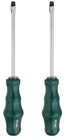 sourcing map 2pcs SL6 Flat Head Screwdriver 8.9 Magnetic Slotted Screwdrivers 4.9 CR-V with Ergonomic Handle for DIY Repairing, Green