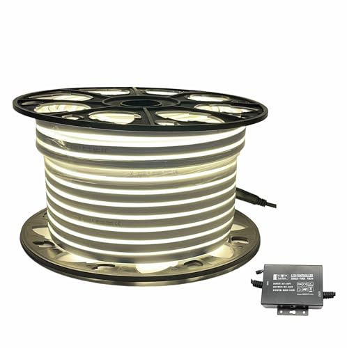 LEDZEIT - Profi Serie - LED Neon Flex 50M und Kontroller PSK750 Set, 230V, Warmweiß, Außen und Innen, Wasserdicht IP66, Dimmbar, Kürzbar