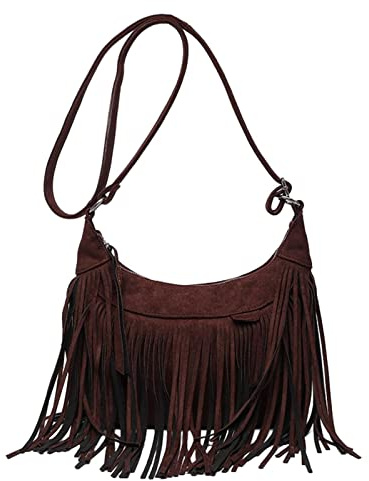 LeeQinersw Borsa a Tracolla, Borsa con Nappe, Borsa Tote Alla Moda, Moderna, Tracolla Regolabile Retrò con Frange per Scuola, Telefono, Lavoro, All'aperto, Lapto, Marrone