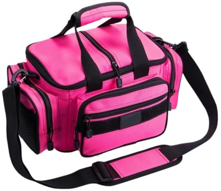 UQCRUGRK Angeltaschen wasserdichte Aufbewahrungstaschen, 600D-Oxford-Gewebe, hohe Kapazität, touristischer Bergwanderrucksack, langlebige Angelausrüstungstaschen Für Fisch(Pink)