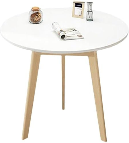 Rustikaler runder Couchtisch aus Holz für 4 Personen im Bauernhaus-Stil, Büro, Konferenztisch für Zuhause, Wohnzimmer, Küche, Verhandlungstisch (B 60 x 70 cm)