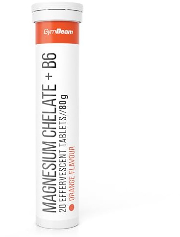 GymBeam Magnesio Chelato + B6 Effervescente - Magnesio Effervescente ad Alto Assorbimento con Vitamina B6, Supporta Sistema Immunitario, Riduce Stanchezza (20 cpr (1er pack), Mango)
