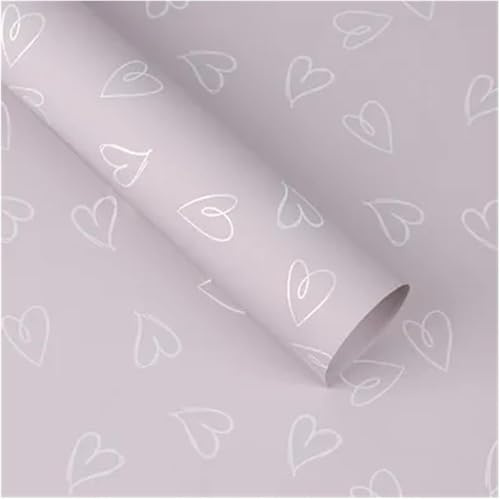 Blumenstrauß-Geschenkpapier, wasserfeste Bögen Verpackungspapier, 58 x 58 cm, 20 Stück, Herz-Bouquet, dekoratives Geschenkpapier, Blumenverpackungsmaterial, Geschenkpapier(Gray Purple)