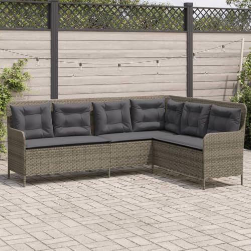 XINCXIN Gartensofa, Outdoor Sofa Balkon Bank möbel Garden Sofas Furniture balkonmöbel Geeignet für Balcony Porch Balkonm Yard in L-Form mit Kissen Grau Poly Rattan