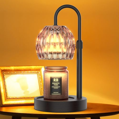 Candle Warmer Lamp with Dimmer/Timer/Adjustable Height，Electric Candle Lamp Warmer for Jar Candles，Home Decor Valentines Day Gifts for Daughter/Mom/Women(Black)