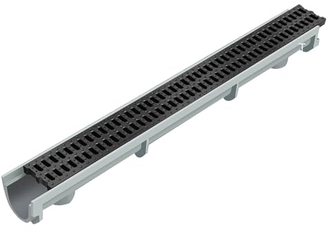 Canaletta Scolo Acqua Piovana Kit di drenaggio per canale sottile per interni ed esterni, grondaia per pavimento in resina a forma di U, utilizzata per coprire fognature, prati, giardini, garage(100x1