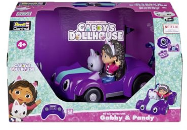 Revell Control RC Car Gabbys Dollhouse Carlita Ferngesteuertes Katzen Auto mit Gabby und Cakey Figuren Original Netflix Fahrzeug mit Fernsteuerung RC Spielzeug für Kinder ab 3 Jahren