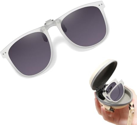 Wnddle Sonnenbrille Clip, Clip On Sonnenbrille Aufsatz, Polarisiert, Faltbar, Unisex, Grau