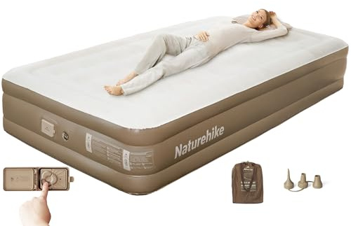Naturehike Materasso Gonfiabile Triplo con Pompa Integrata Ricaricabile, Per 1~3 persone Letto Gonfiabile Autogonfiante per Campeggio e Casa (Singolo (190x100x38 cm))