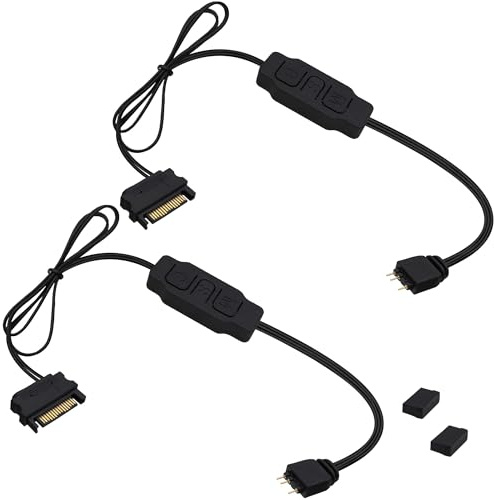 YARCHONN 5V 3PIN ARGB Controller RGB PC Fan Lighting Controller Adapter Cable with SATA Power Supply for Computer Fans Light Strips Lighting Boards Cooler 70cm-2pcs
