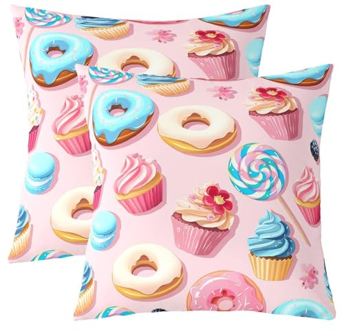 Manfei Federa per cuscino a forma di ciambella, per ragazze, ragazzi e adolescenti, con motivo a torta e dessert, decorazione per soggiorno, divano, letto, 55,9 cm di lunghezza x 22 cm di larghezza