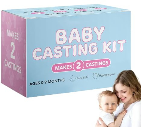 Fotavtrycksformsset – babygjutningskit för familjens milstolpe minnessaker stunder | Säkert gips med enkel bricka, komplett handavtryckssats, tillbehör för dop, dusch, födelsedag, barnkammardisplay