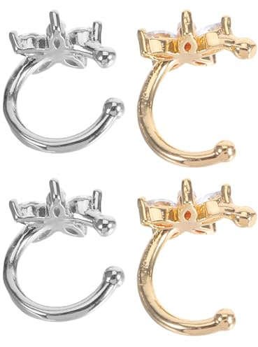 Outanaya 2 Par Blomformade Öroncuffar med Zirkonia Genomträngande Öroncuffar för Brosk Elegant Design i Silver och Guld Bekväma och Stilfulla Smycken för Kvinnor och Tonåringar vid