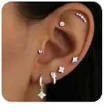 Turandoss 7 Paar Piercing Ohr für Damen, 14K Versilbert Hypoallergene Ohrringe Silber Set Ohrstecker Klein Creolen Medizinische Stecker Ohrringe Hängend Helix Knorpel Piercing Set Schmuck Damen