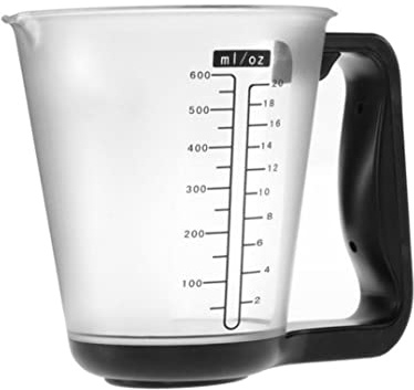Instrumento de medición electrónico de cocina Jarra medidora digital multifunción Pesaje de cocina Temperatura Volumen Báscula de taza con pantalla LCD desmontable Negro, Uso en