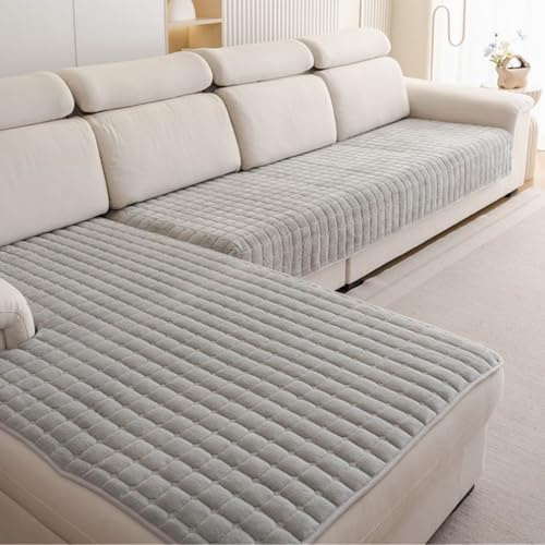 Jafurnestia 2 Stück Weicher Flanell-Sofabezug 90 × 160 cm & 90 × 210 cm Sofabezug L Form, Sofadecken Anti Rutsch für Wohnzimmer Waschbar(Grau-A)