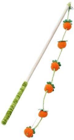 Träkattteaser - interaktiv kattleksak med lång sticka med anti-halkhandtag | Wand Cats Toy för inomhuslek r tandgnissling, Home Park Garden Outdoor