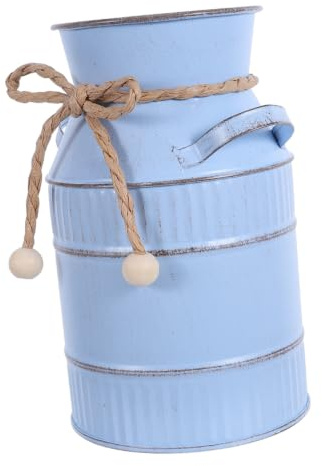 Housoutil Pot de Fleurs Finition Rustique Double Poignées Vintage en Fer Galvanisé Forme Pot à Lait Style Ferme Ancienne Décor Maison Vintage