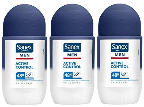 3 x Sanex Men Dermo Active Control Roll-On Deodorant for Normal Skin 50 ml
