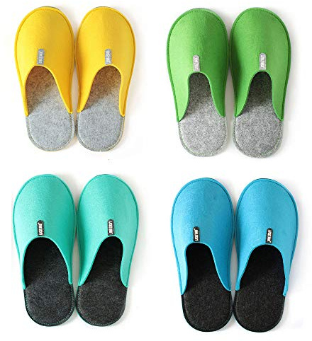 Lucky Sign - Pantofole per Ospiti 4 Paia Antiscivolo Ciabatte in feltro di alta Qualità Unisex, Small/X-Large - Bunt