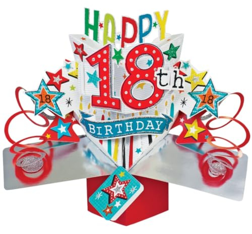 Second Nature Pop Ups Geburtstag Pop Up Card mit Happy 18th Birthday Schriftzüge und Sterne