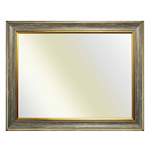 Neumann Bilderrahmen Barockrahmen 10941, 247 Gri grau mit Goldkannte, als Spiegel, 50x70 cm