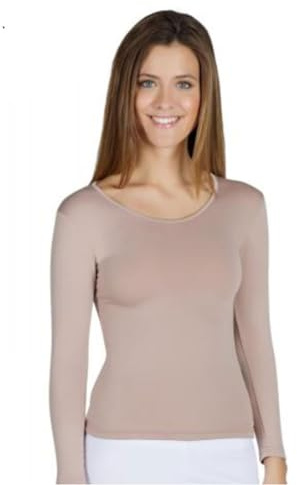 YSABEL MORA Camiseta Térmica para Mujer de Manga Larga. Térmico con Interior Afelpado para Invierno. Ropa Térmica de Frío Extremo para Deporte y Nieve. Color Visón. Talla L.