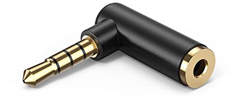 CableCreation Angle 3.5mm Audio Adapter, 1/8 TRRS Stereo Headphone Connector Male to Female Compatible with Headset, Tablets, MP3 Players,Game Controller,Speakers,Black