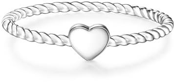 GLANZSTÜCKE MÜNCHEN Damen Ring Herz aus 925/- Sterling Silber | Freundschaftsring,Stapelring,filigran,Herzring,Silberring,Motivring,Ringbreite 1,3 mm