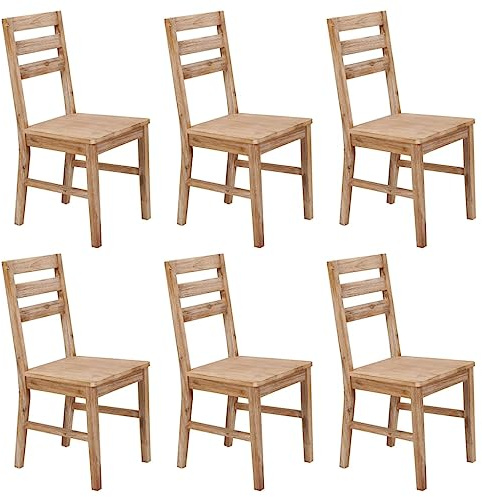 vidaXL 6X Bois d'Acacia Massif Chaise de Salle à Manger Chaise de Cuisine