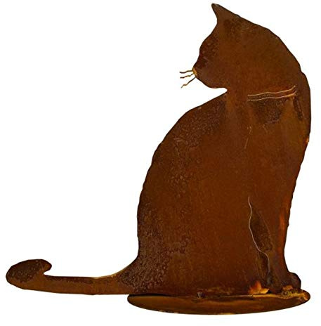 Rostalgie Edelrost Katze Joschi sitzend auf Bodenplatte 30x30cm Gartendeko Rost Tierfigur