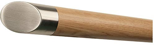 Pasamanos de roble listo para montar, lacado, diámetro 42 mm, con topes de acero inoxidable montados sin soporte, longitud: 500 mm/50 cm/0,5 m, extremos: extremo oblicuo