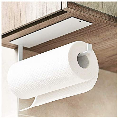 KAXIMON Kitchen Paper Towel Holder Under Cabinet - Toilet Roll Holder Wall Mounted Self Adhesive - Hanger Towel Rack for Bathroom, Refrigerator, Sink